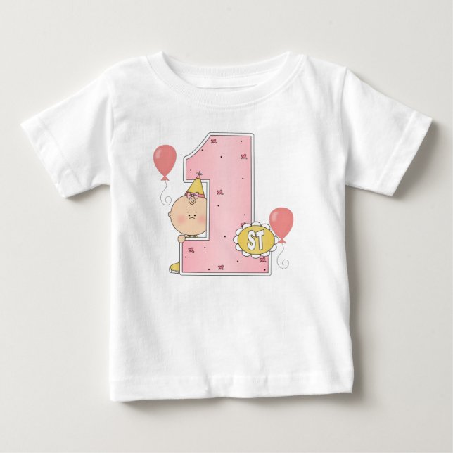 Camiseta De Bebé 1.ᵉʳ Chica de cumpleaños (Anverso)