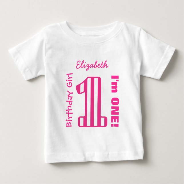 Camiseta De Bebé 1.ᵉʳ Chica DE Cumpleaños DESTRUIDO Personalizado d (Anverso)