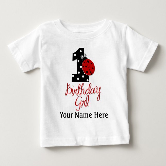 Camiseta De Bebé 1.ᵉʳ Chica de cumpleaños - Lady Bug - 1 - Ladybug (Anverso)