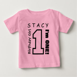 Camiseta De Bebé 1.ᵉʳ Chica de cumpleaños Nombre personalizado de u