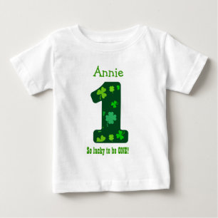 Camiseta De Bebé 1.ᵉʳ Chica de cumpleaños Shamrock Número Nombre pe