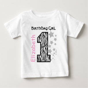 Camiseta De Bebé 1.ᵉʳ cumpleaños Cebra de un año de antigüedad Nomb