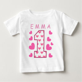 Camiseta De Bebé 1.ᵉʳ cumpleaños con el nombre personalizado A03 de