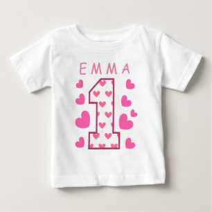 Camiseta De Bebé 1.ᵉʳ cumpleaños con el nombre personalizado A03 de