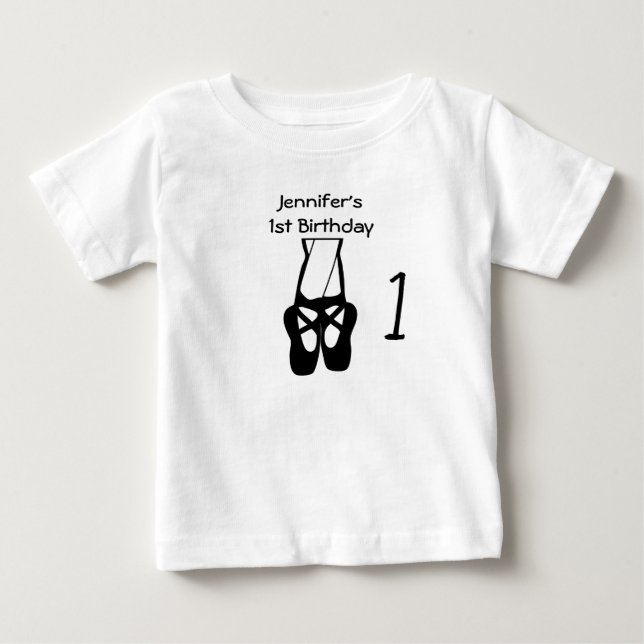 Camiseta De Bebé 1.ᵉʳ cumpleaños Cute Ballet Bailarinas y Zapatilla (Anverso)