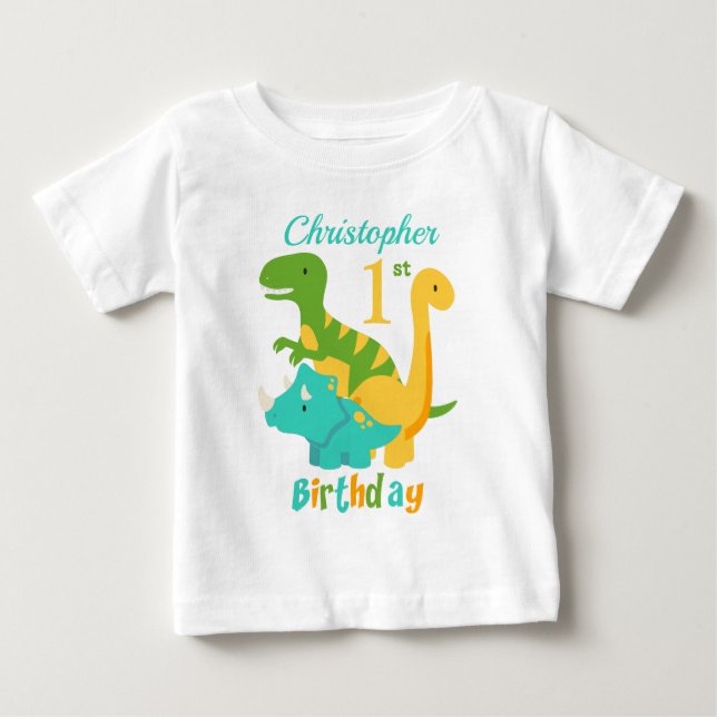 Camiseta De Bebé 1.ᵉʳ cumpleaños de los dinosaurios (Anverso)