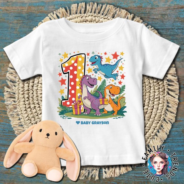 Camiseta De Bebé 1.ᵉʳ cumpleaños de los dinosaurios (Subido por el creador)