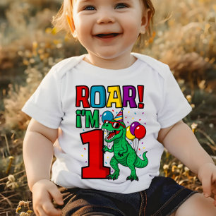 Camiseta De Bebé 1.ᵉʳ cumpleaños del árbol de dinosaurios roares