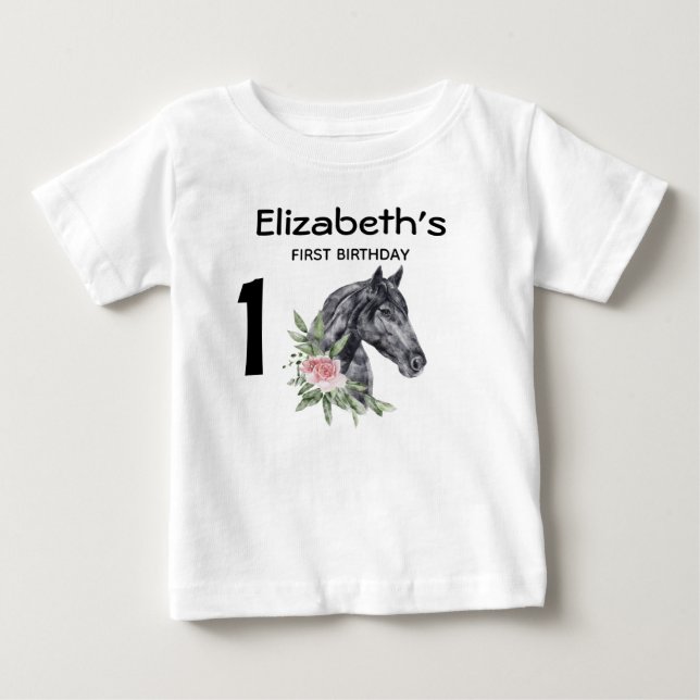 Camiseta De Bebé 1.ᵉʳ Cumpleaños Hermoso Retrato de Cabeza de Cabal (Anverso)