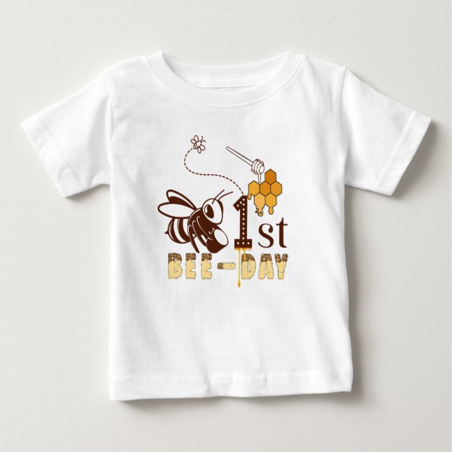 Camiseta De Bebé 1.ᵉʳ cumpleaños Honey Bee Honey Bee Hive (Anverso)
