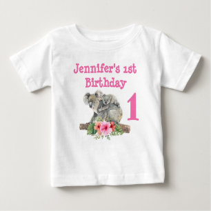 Camiseta De Bebé 1.ᵉʳ cumpleaños mamá y bebé Koala bebe acuarela