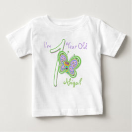 Camiseta De Bebé 1.ᵉʳ cumpleaños mariposa bebé camiseta