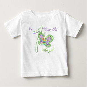 Camiseta De Bebé 1.ᵉʳ cumpleaños mariposa bebé camiseta