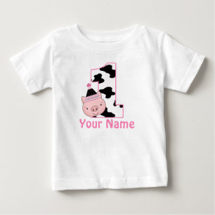 Camiseta De Bebé 1.ᵉʳ cumpleaños personalizado de la pequeña camise
