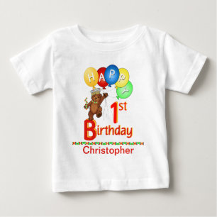 Camiseta De Bebé 1.ᵉʳ cumpleaños Regal Teddy Bear Nombre personaliz