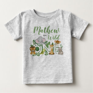 Camiseta De Bebé 1.ᵉʳ Cumpleaños Salvaje Una Selva Safari Animales 