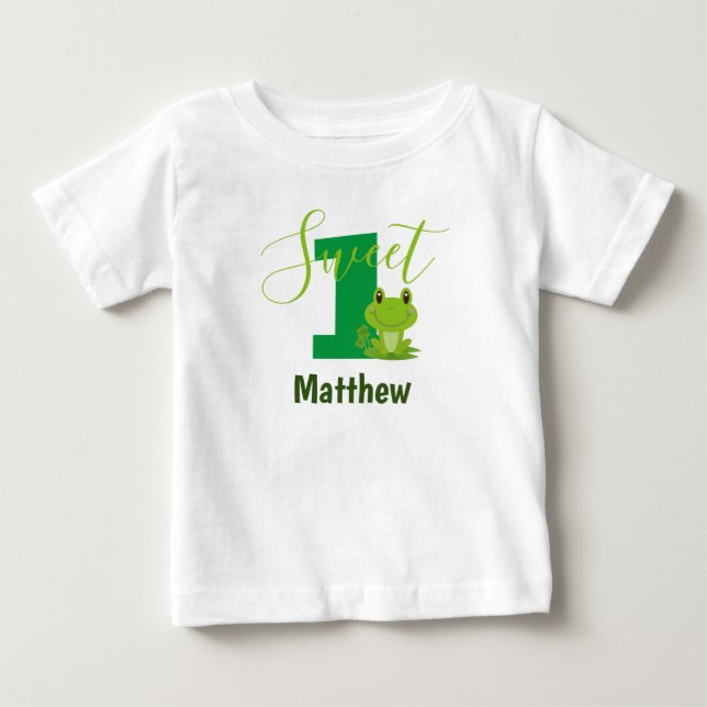 Camiseta De Bebé 1.ᵉʳ cumpleaños Sweet One Frog (Anverso)