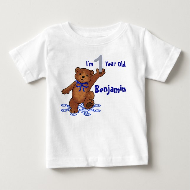 Camiseta De Bebé 1.ᵉʳ cumpleaños Teddy Bear (Anverso)