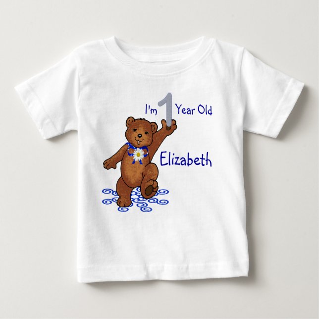 Camiseta De Bebé 1.ᵉʳ cumpleaños Teddy Oso para Chica (Anverso)