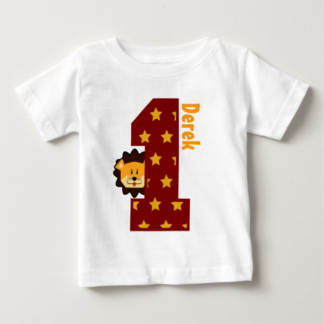Camiseta De Bebé 1.ᵉʳ cumpleaños y león de un año (Anverso)
