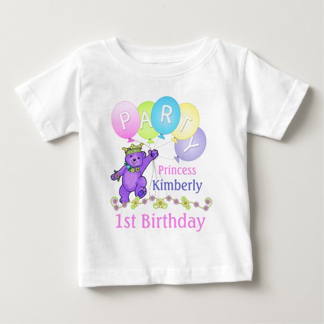 Camiseta De Bebé 1.ᵉʳ Fiesta Princesa Oso (Anverso)