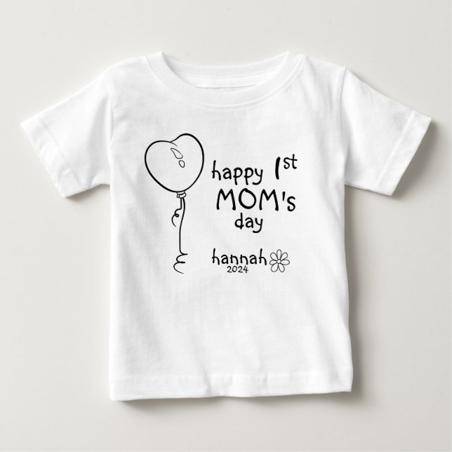 Camiseta De Bebé 1.ᵉʳ garabato de globo cardíaco (Anverso)