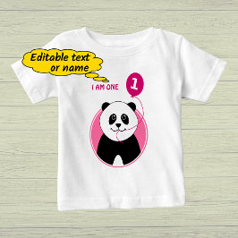 Camiseta De Bebé 1.ᵉʳ globo rosa panda de cumpleaños
