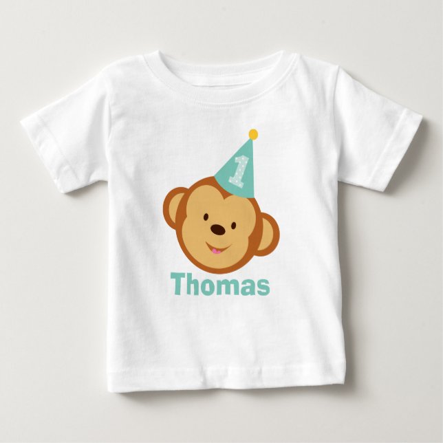 Camiseta De Bebé 1.ᵉʳ mono de cumpleaños con nombre personalizado (Anverso)