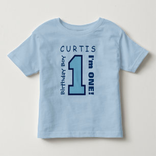 Camiseta De Bebé 1.ᵉʳ Nacimiento AZUL Nombre personalizado de un añ