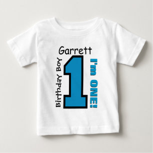 Camiseta De Bebé 1.ᵉʳ Nacimiento AZUL Nombre personalizado de un añ