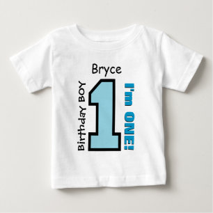 Camiseta De Bebé 1.ᵉʳ Nacimiento AZUL Nombre personalizado de un añ