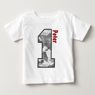 Camiseta De Bebé 1.ᵉʳ Nacimiento Camo Nombre personalizado de un añ