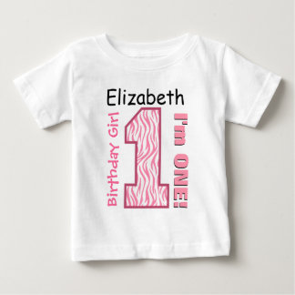 Camiseta De Bebé 1.ᵉʳ Nacimiento Cebra Rosa Nombre personalizado de