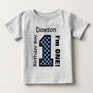 Camiseta De Bebé 1.ᵉʳ Nacimiento CHECKS Nombre personalizado V03A d