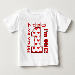 Camiseta De Bebé 1.ᵉʳ Nacimiento Corazón de un año Nombre personali