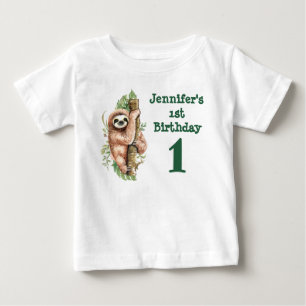 Camiseta De Bebé 1.ᵉʳ Nacimiento de las hojas de acuarela y las hoj
