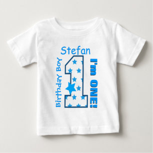 Camiseta De Bebé 1.ᵉʳ Nacimiento Estrellas Un Año Nombre Personaliz