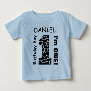 Camiseta De Bebé 1.ᵉʳ Nacimiento GIRAFFE Nombre personalizado de un