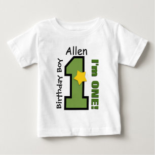 Camiseta De Bebé 1.ᵉʳ Nacimiento GREEN Un Año Nombre Personalizado 
