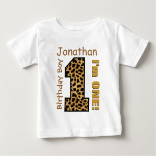 Camiseta De Bebé 1.ᵉʳ Nacimiento Leopard Nombre personalizado de un