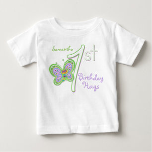 Camiseta De Bebé 1.ᵉʳ Nacimiento Mariposa Abrazos Nombre persona
