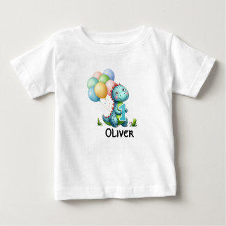Camiseta De Bebé 1.ᵉʳ Nacimiento Niño Dinosaurio nombre personaliza