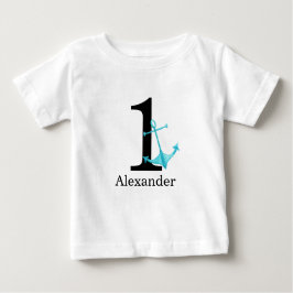 Camiseta De Bebé 1.ᵉʳ Nacimiento Niño Nautical Anchor Custom Name
