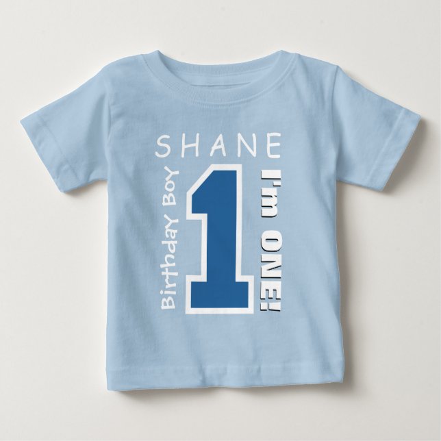 Camiseta De Bebé 1.ᵉʳ Nacimiento Niño Un Año Nombre Personalizado A (Anverso)