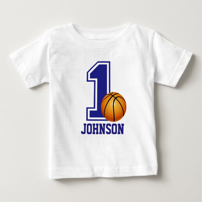 Camiseta De Bebé 1.ᵉʳ Nacimiento Personalizado del baloncesto (Anverso)