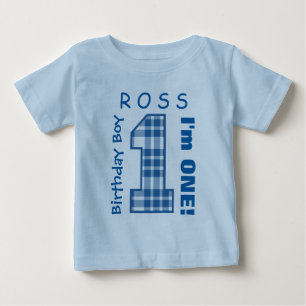 Camiseta De Bebé 1.ᵉʳ Nacimiento Un Año Número de Planta Azul V01N2