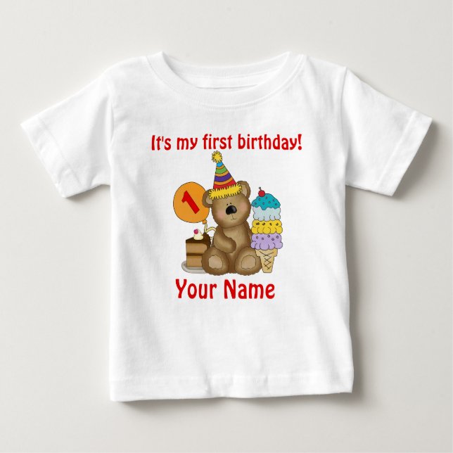 Camiseta De Bebé 1.ᵉʳ oso cumpleaños (Anverso)