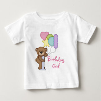 Camiseta De Bebé 1.ᵉʳ Oso de cumpleaños con globos Chica de cumplea