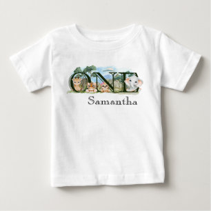 Camiseta De Bebé 1.ᵉʳ primer día de vida animales de Safari de la j
