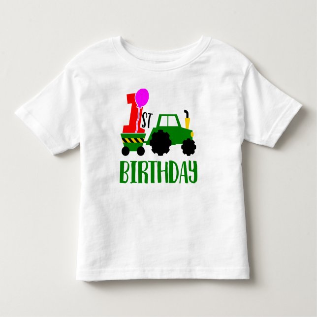 Camiseta De Bebé 1.ᵉʳ Tractor de cumpleaños (Anverso)